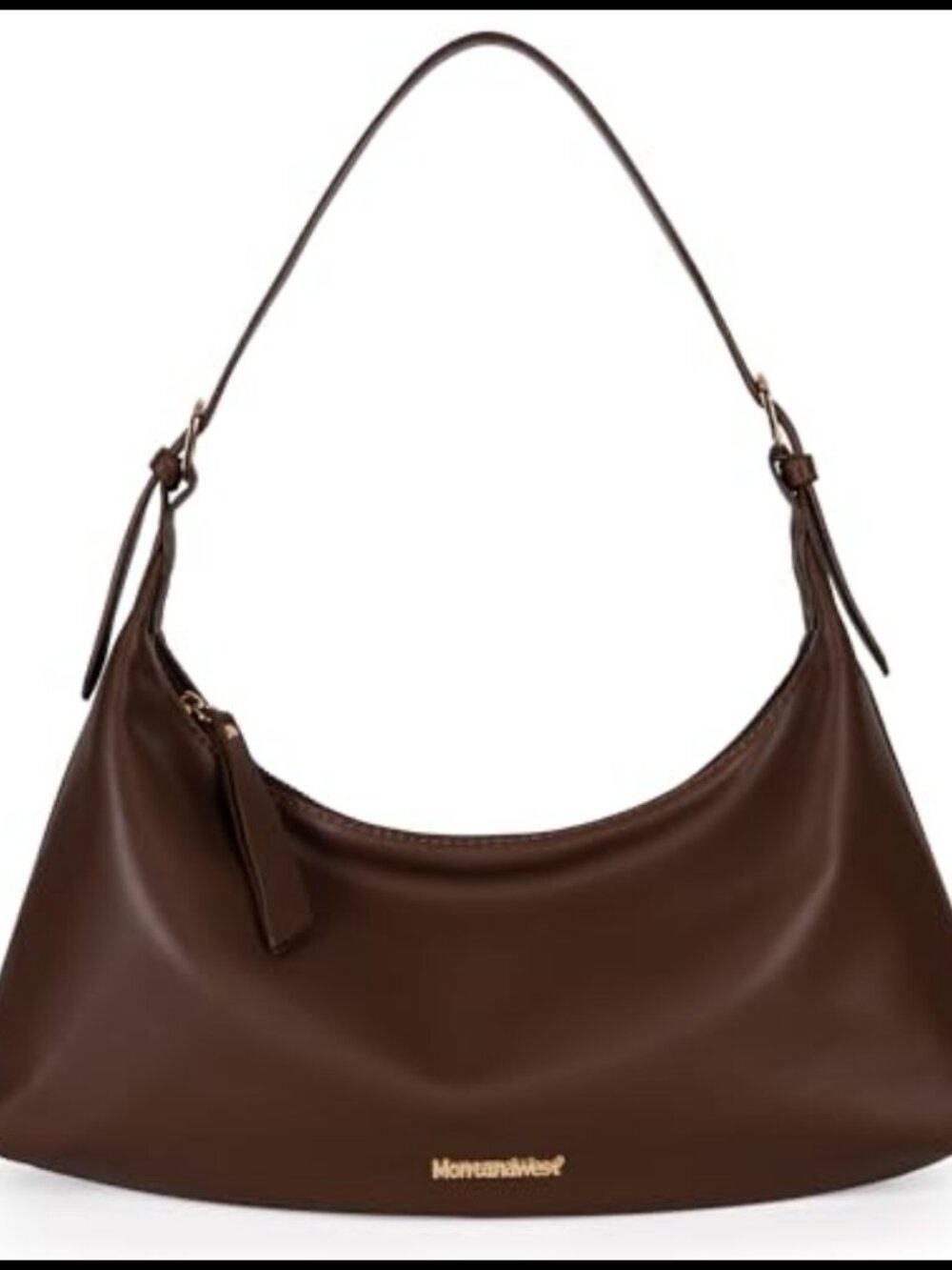 Vegan Leather Crescent Hobo Shoulder Bag Medium Adjustable Strap